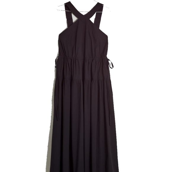Madewell Poplin Halter Tiered Midi Dress Black NL129 - Picture 1 of 8